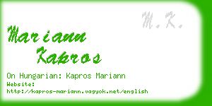 mariann kapros business card